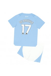 Manchester City Kevin De Bruyne #17 Jalkapallovaatteet Lasten Kotipeliasu 2023-24 Lyhythihainen (+ Lyhyet housut)